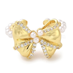 Rack Plating Brass Micro Pave Cubic Zirconia Cuff Rings&nbsp;RJEW-H228-22G
