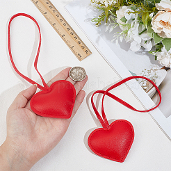 PU Leather Heart Pendant Decorations&nbsp;HJEW-CL0001-12A