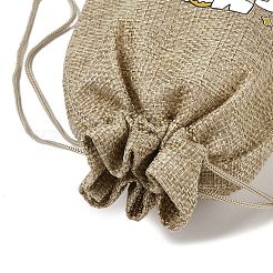 Christmas Printed Burlap Packing Pouches Drawstring Bags&nbsp;ABAG-Q053-02B-10