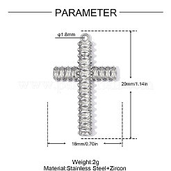 304 Stainless Steel Pave Clear Cubic Zirconia Pendants&nbsp;CU-OY002-24P-01