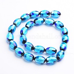 Handmade Silver Foil Glass Oval Beads&nbsp;FOIL-I004-C-01
