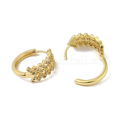 Brass Pave Clear Cubic Zirconia Huggie Hoop Earrings for Women&nbsp;EJEW-C097-12G-07