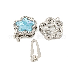 Rack Plating Brass Micro Pave Cubic Zirconia & Shell & Enamel Box Clasps&nbsp;KK-S373-02P