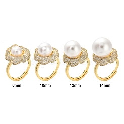 Flower Brass Micro Pave Cubic Zirconia Adjustable Ring Settings&nbsp;KK-K297-03G