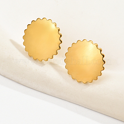 Elegant Irregular 201 Stainless Steel Flat Round Stud Earrings&nbsp;EV2477