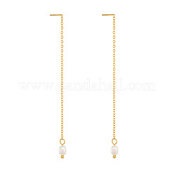 304 Stainless Steel with Natural Freshwater Pearl Ear Thread for Women&nbsp;ZH8467