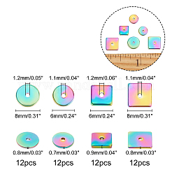 48 Pcs 4 Styles PVD Vacuum Plating 304 Stainless Steel Spacer Beads&nbsp;STAS-UN0022-36