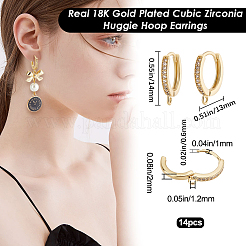 14Pcs Brass Micro Pave Clear Cubic Zirconia Hoop Earring Findings&nbsp;ZIRC-BBC0003-51