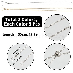 10Pcs 2 Colors 304 Stainless Steel Slider Necklace Making&nbsp;NJEW-SC0001-10