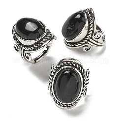 Natural Obsidian Adjustable Rings&nbsp;RJEW-I108-01AS-17