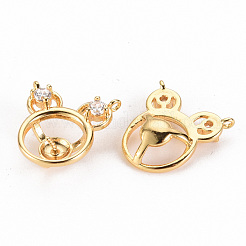 Brass Micro Pave Clear Cubic Zirconia Peg Bails Pendants Links&nbsp;KK-S356-275-NF