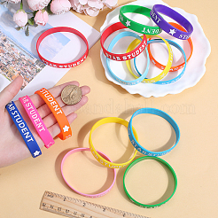 40Pcs 10 Colors Word Star Student Silicone Cord Bracelets Set Wristband&nbsp;BJEW-GF0001-13