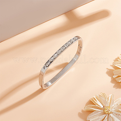 1Pc Clear Cubic Zirconia Rectangle Hinged Bangle&nbsp;BJEW-UN0001-37P