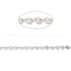 Anti-Tarnish Rhodium Plated 925 Sterling Silver Flat Round Link Chains&nbsp;STER-NH0001-27A-P