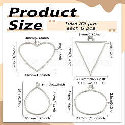 32Pcs 4 Styles Alloy Open Back Bezel Pendants&nbsp;FIND-LP0003-92P