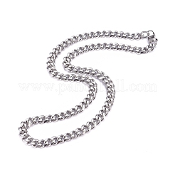 Non-Tarnish Men's 201 Stainless Steel Cuban Link Chain Necklaces&nbsp;NJEW-G340-22P