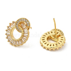 Rack Plating Real 18K Gold Plated Brass Donut Dangle Stud Earrings&nbsp;EJEW-B034-14G