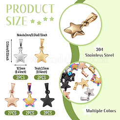 10Pcs 5 Colors 304 Stainless Steel Pendants&nbsp;STAS-TA0006-46