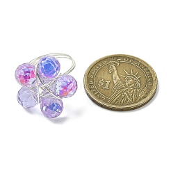 4Pcs 4 Colors Glass Flower Finger Rings&nbsp;RJEW-JR00825-01