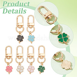 Alloy Enamel Clover Pendant Decorations&nbsp;HJEW-PHE00001