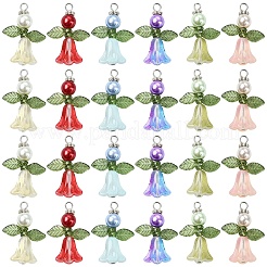 30Pcs 6 Styles Glass with Acrylic Pendants&nbsp;PALLOY-YW00186