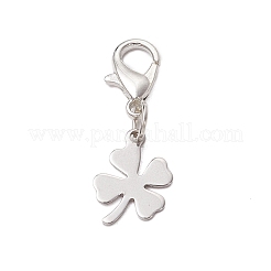 5Pcs Clover 201 Stainless Steel Pendant Decorations&nbsp;HJEW-JM03015