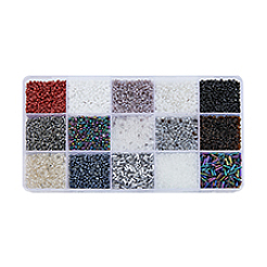 225g 17 Style Glass Seed Glass Bugle & Round Beads&nbsp;SEED-DC0001-02A