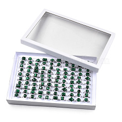 Synthetic Malachite Geometry Finger Rings&nbsp;RJEW-N044-02