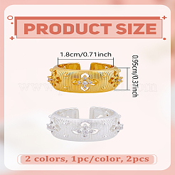 2Pcs 2 Colors Brass Micro Pave Cubic Zirconia Cuff Rings for Women&nbsp;RJEW-LP0005-17