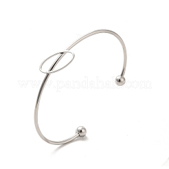 Non-Tarnish Oval 201 Stainless Steel Cuff Bangles for Women Girls&nbsp;STAS-K247-04P