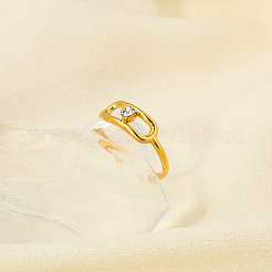 Fashionable Stainless Steel Clear Cubic Zirconia Hollow Rectangle Cuff Rings for Women&nbsp;LS-XE1808