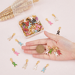 8 Sets Awareness Ribbon Alloy Enamel Pendant Decorations&nbsp;HJEW-FH0001-42