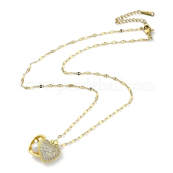 Brass with Rhinestone Heart Locket Necklaces with Plastic Pearl Inside&nbsp;NJEW-Z026-02G