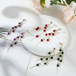 3 Pairs 3 Colors Rhinestone Dangle Stud Earrings&nbsp;EJEW-AN0003-76