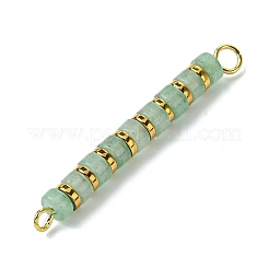 Natural Green Aventurine & Electroplated Synthetic Non-magnetic Hematite Heishi Connector Charms&nbsp;PALLOY-JF03291-02