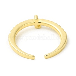 Clear Cubic Zirconia Initial Letter Open Cuff Ring&nbsp;RJEW-H120-09G-J