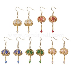 Transparent Electroplate Glass & Seed Glass Beads Dangle Earrings&nbsp;EJEW-MZ00714