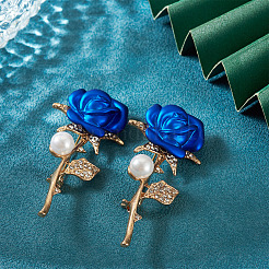 2Pcs Valentine's Day Rose Zinc Alloy Crystal Rhinestone Brooches&nbsp;JEWB-TADJ0001-02A