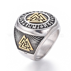 304 Stainless Steel Signet Rings for Men&nbsp;RJEW-D073-09-ASG