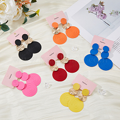 6 Pairs 6 Colors Spray Painted Alloy Dangle Stud Earrings for Women&nbsp;EJEW-FI0002-84