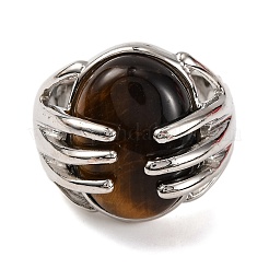 Oval Natural Tiger Eye Finger Ring&nbsp;G-Q184-06F-P