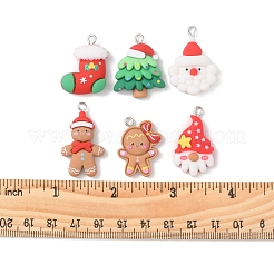 24Pcs 6 Styles Christmas Opaque Resin Pendants&nbsp;RESI-FS0001-44