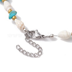 Synthetic Turquoise Chip & Natural Trumpet Shell Necklaces&nbsp;NJEW-JN04767