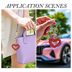 Handmade Polymer Clay Rhinestone Hollow Heart Keychains&nbsp;KEYC-TAC00069-01