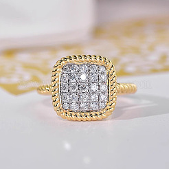 Brass Micro Pave Cubic Zirconia Finger Rings for Women&nbsp;FS-WG378B2-02