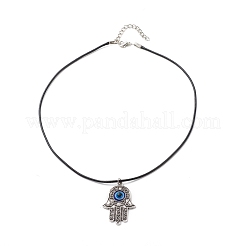 Alloy Hamsa Hand with Enamel Evil Eye Pendant Necklace for Women&nbsp;NJEW-JN03956-01
