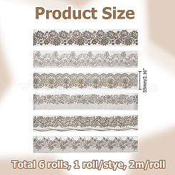 6 Rolls 6 Styles PET Lace Flower Self-Adhesive Roll Sticker&nbsp;DIY-HS0002-34