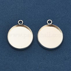 Flat Round Brass Pendant Cabochon Settings&nbsp;KK-A276-10S