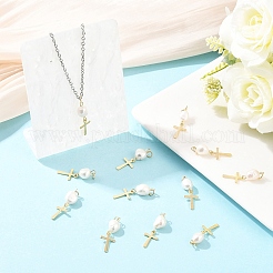 12Pcs Natural Cultured Freshwater Pearl & 201 Stainless Steel Pendants&nbsp;PALLOY-YW00147