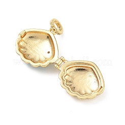 Brass Micro Pave Clear Cubic Zirconia Photo Locket Pendants&nbsp;KK-A303-15A-G